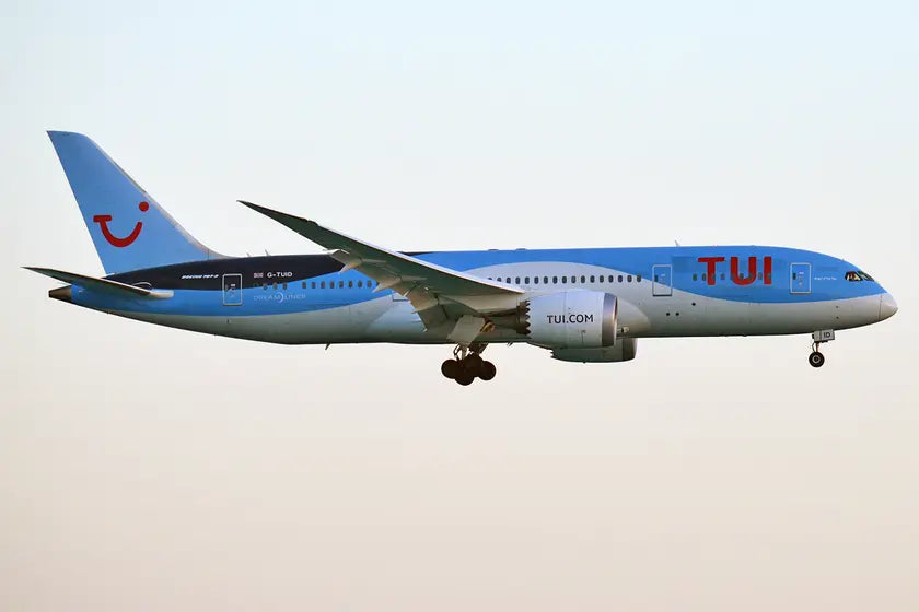 TUI Boeing 787-8 Dreamliner aircraft with registration G-TUID in flight at Phuket, February 2019.
